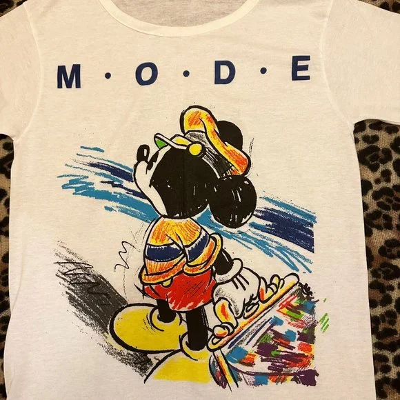 Vtg 1980s DISNEY CHARACTER FASHIONS MICKEY MOUSE MODE T-Shirt Medium Suitcase - Picture 2 of 10